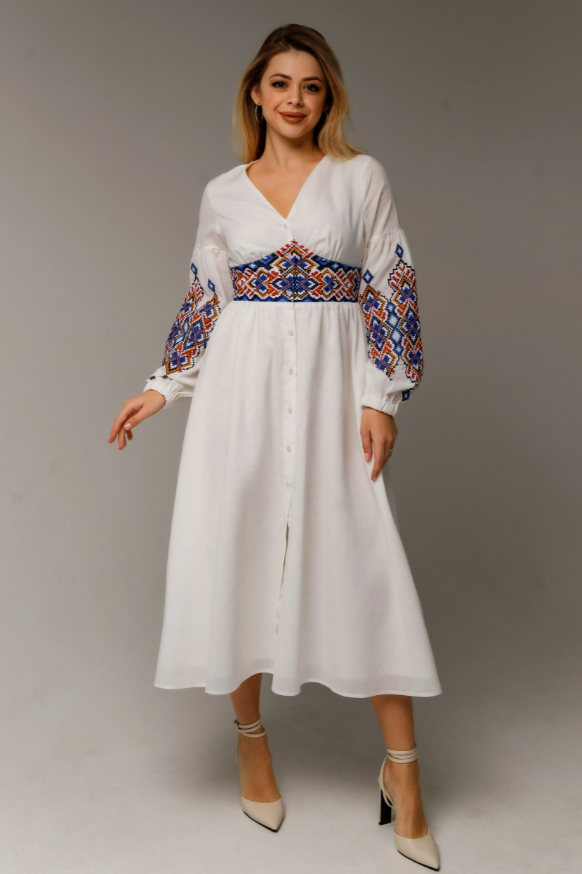 Ukrainian embroidered linen dress "Marta"