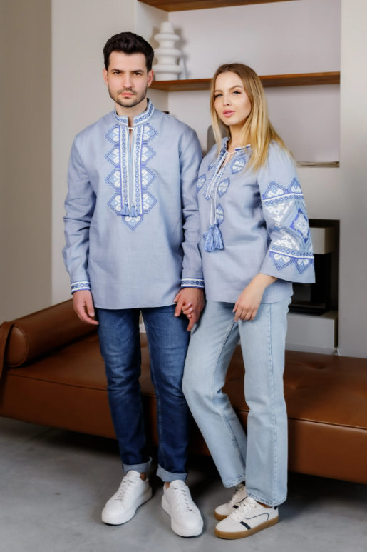 Ukrainian Men's Eco Vyshyvanka "Slava" Blue