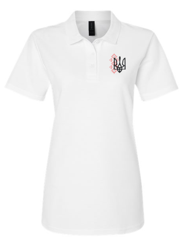 Women's polo shirt with Tryzub & cross-stitch embroidery