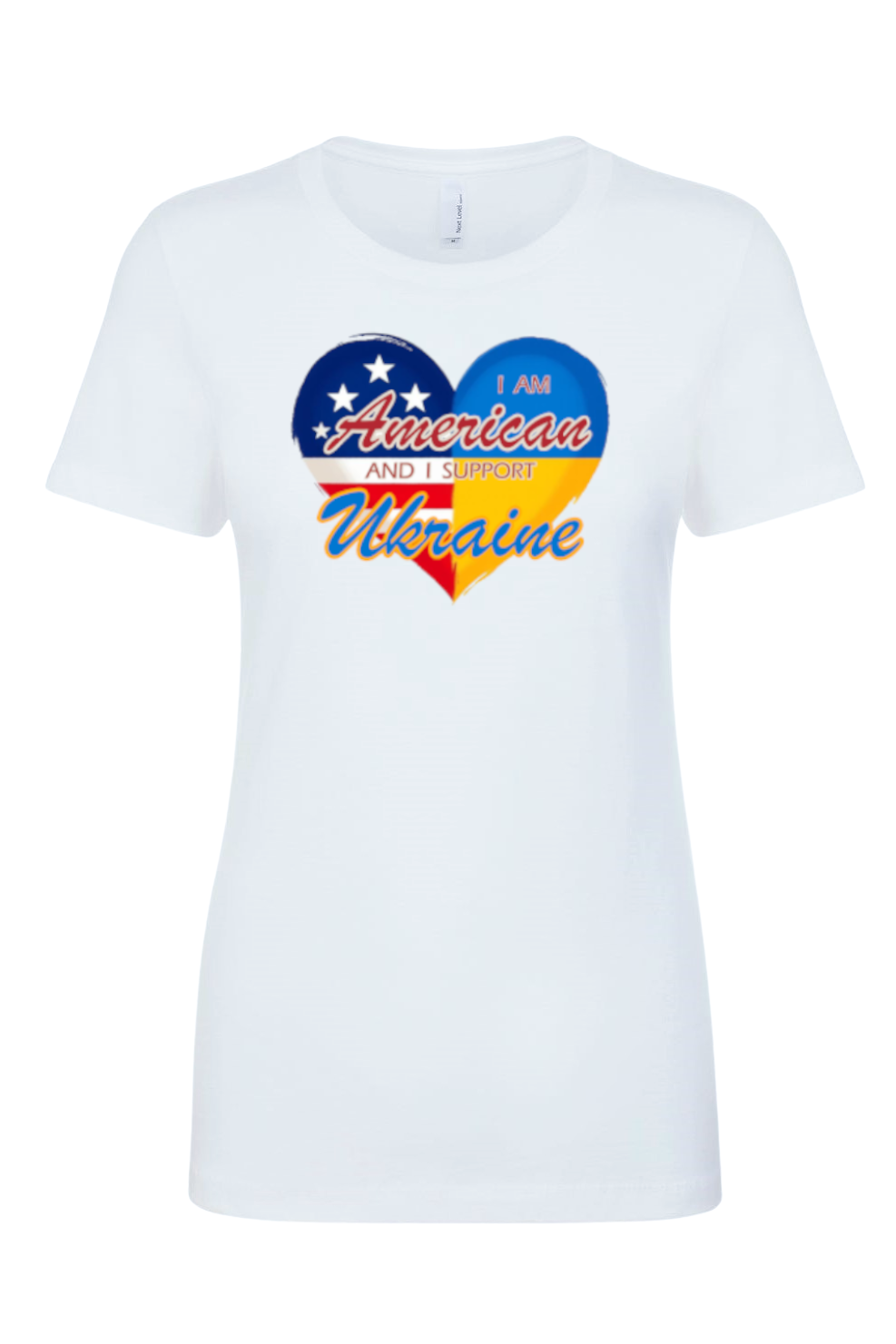 Female fit t-shirt "I am American and I support Ukraine"
