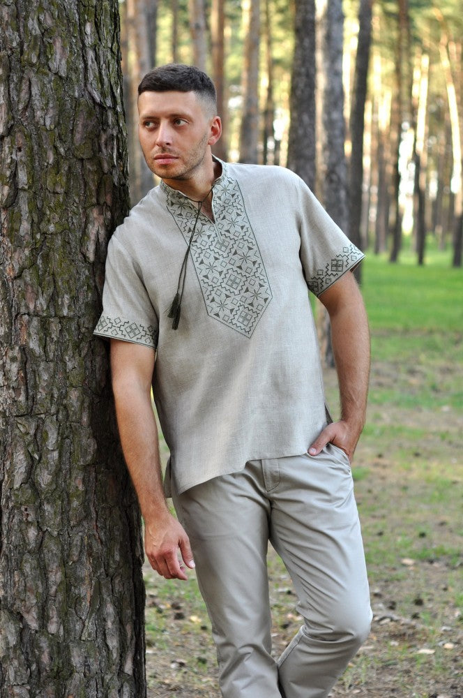 Men's short sleeve linen Vyshyvanka