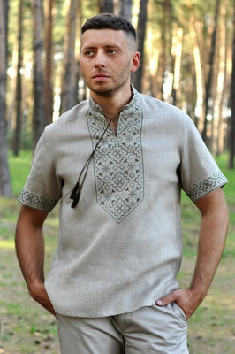 Men's short sleeve linen Vyshyvanka